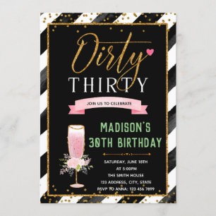 Dirty thrity theme birthday invitation