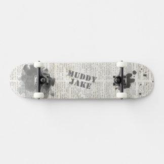 Dirty Vintage Newspaper Name Rustic Skateboard