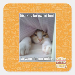 Dis iz as far owt of bed.. square sticker