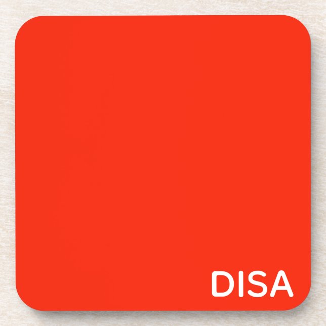 Disa Red colour name Coaster (Front)