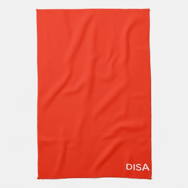 Disa Red colour name Tea Towel (Vertical)