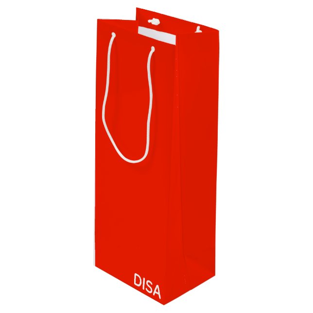 Disa Red colour name Wine Gift Bag (Front Angled)