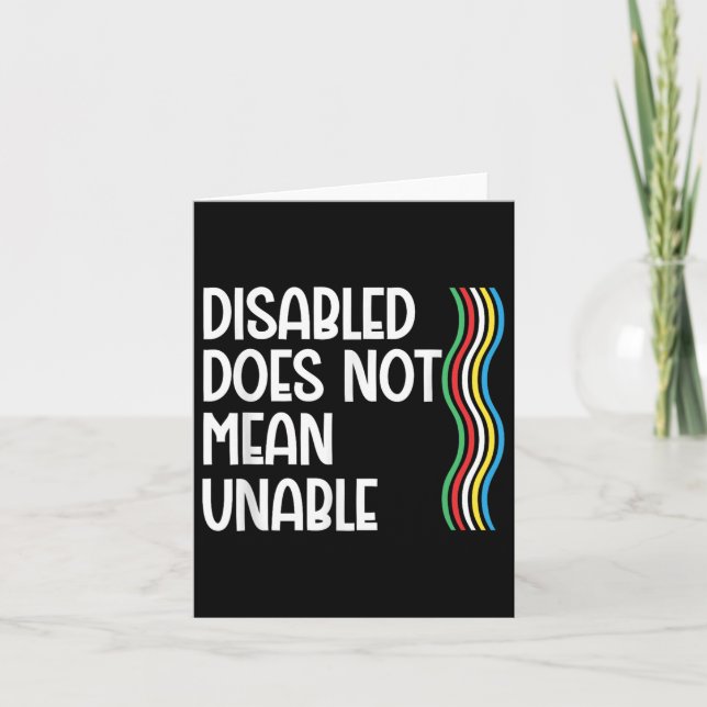 Disability Does Not Equal Unable Disability Pride  Card (Front)