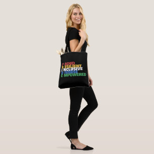 Disability Pride Acronym Bold Typography Black Tote Bag