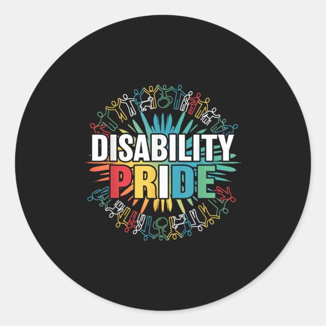 Disability Pride Month Awareness Proud Disabled Aw Classic Round Sticker (Front)
