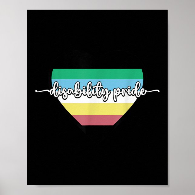 Disability Pride Month Flag Heart Neurodivergent M Poster (Front)