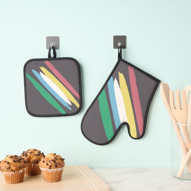 Disability Pride Month Of July Awareness Colours Oven Mitt & Pot Holder Set (Insitu(Hanging))