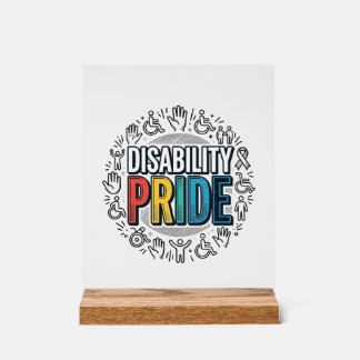 Disability Pride Vintage Inclusive Awareness Shirt Acrylic Sign