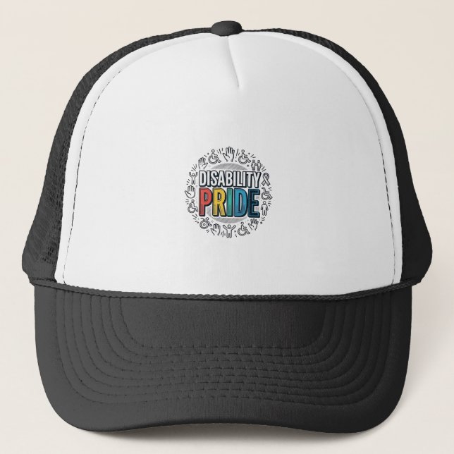 Disability Pride Vintage Inclusive Awareness Shirt Trucker Hat (Front)