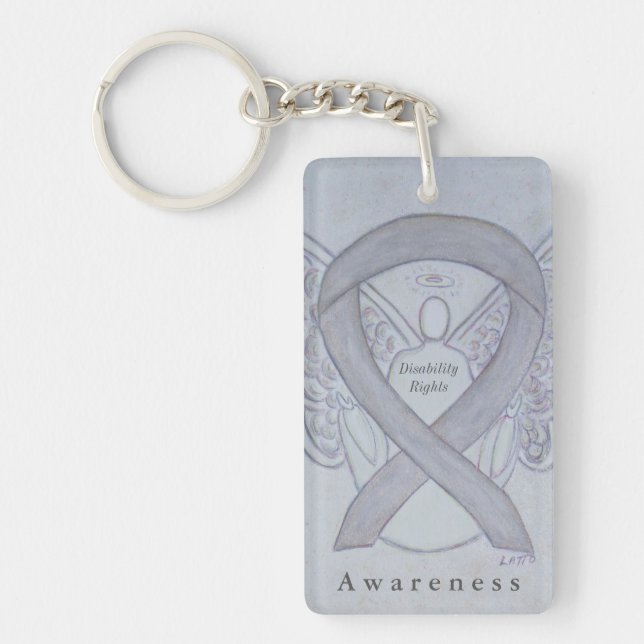 Disability Rights Angel Awareness Ribbon Keychain (Front)