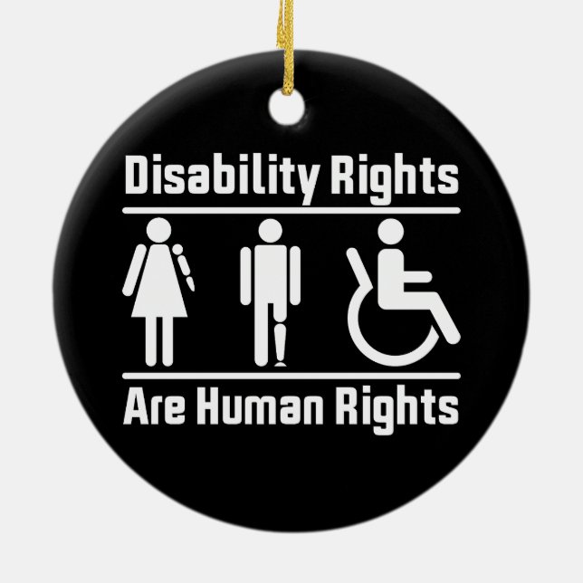 Disability rights are human rights Handicapped Ceramic Tree Decoration (Back)