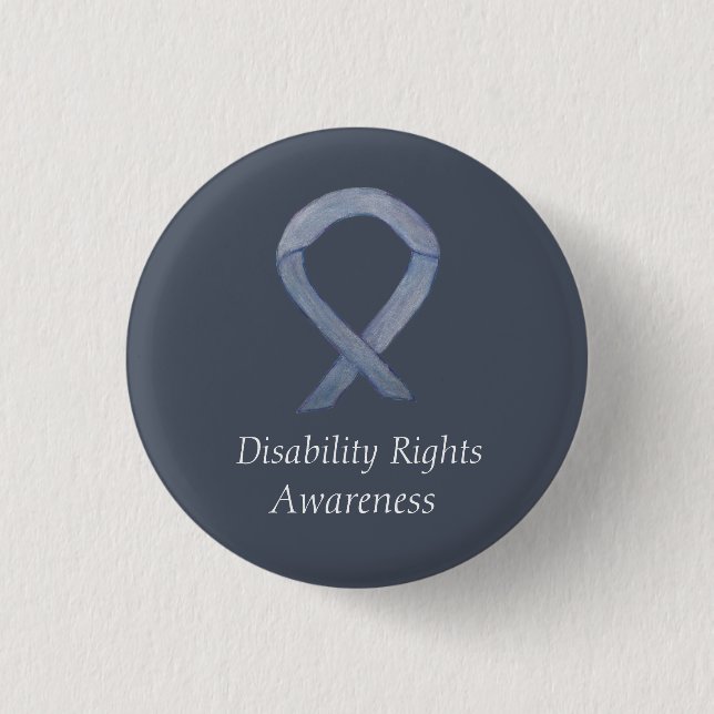 Disability Rights Awareness Ribbon Custom Pin (Front)