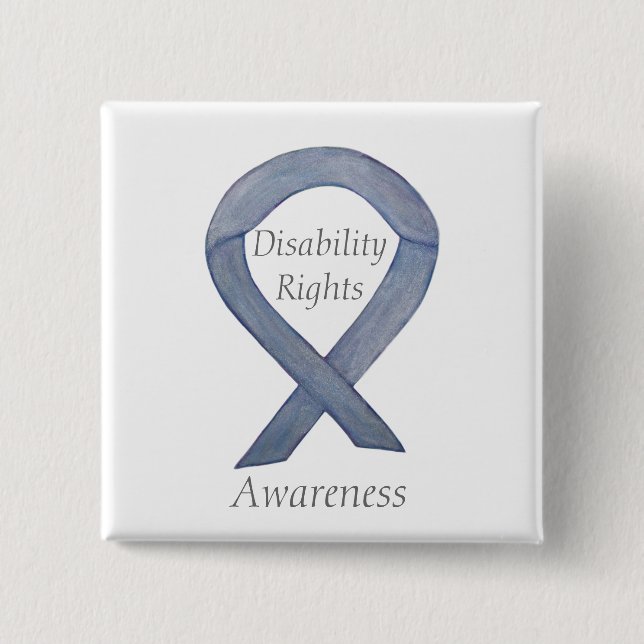 Disability Rights Awareness Ribbon Custom Pin (Front)