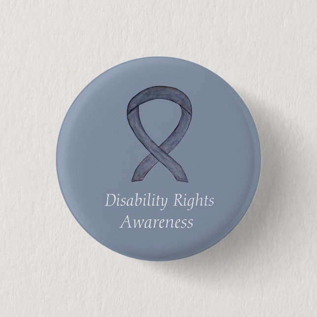 Disability Rights Awareness Ribbon Custom Pin (Front)