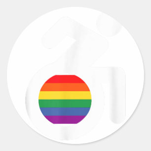 Disabled and Gay LGBT Wheelchair  Classic Round Sticker