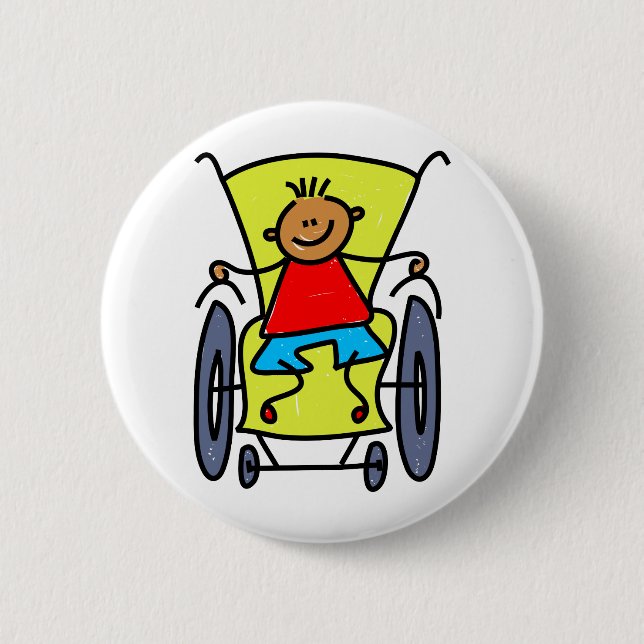 Disabled Boy 6 Cm Round Badge (Front)