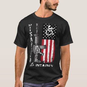 Disabled But Deadly Gun Grandpa US Flag Disability T-Shirt
