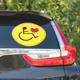 Disabled Car Sticker Love Heart Yellow
