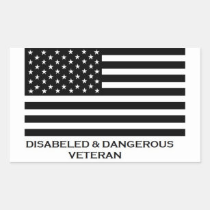 disabled & Dangerous Veteran Rectangular Sticker
