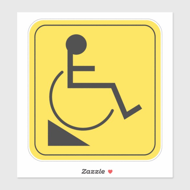 Disabled Downward Wheelchair Ramp Sticker Yellow (Sheet)