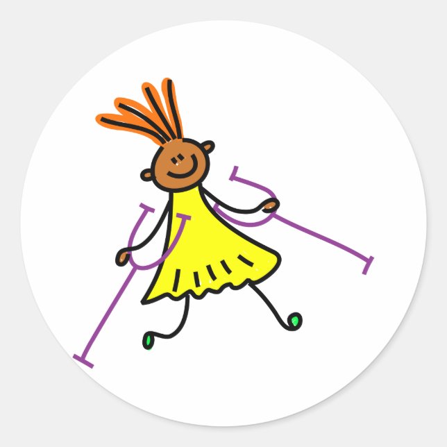 Disabled Girl Classic Round Sticker (Front)