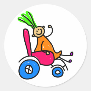 Disabled Girl Classic Round Sticker