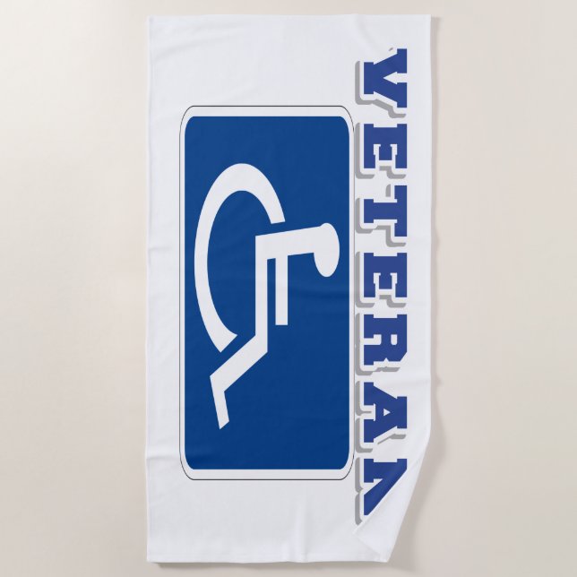 Disabled Handicapped Veteran Beach Towel (Front)