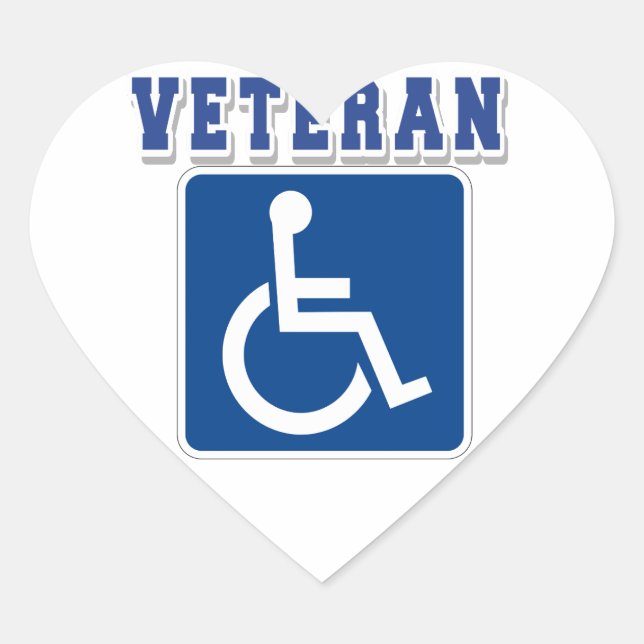 Disabled Handicapped Veteran Heart Sticker (Front)