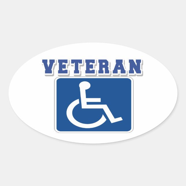 Disabled Handicapped Veteran Oval Sticker (Front)