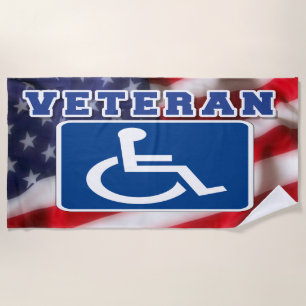 Disabled Handicapped Veteran USA Beach Towel