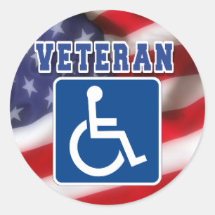 Disabled Handicapped Veteran USA Classic Round Sticker