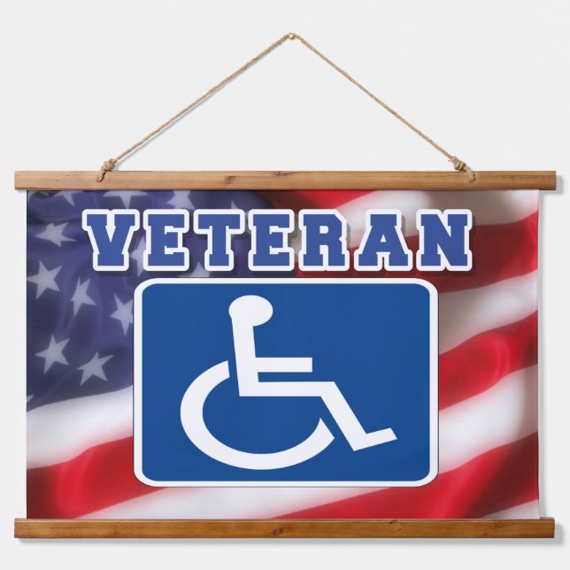 Disabled Handicapped Veteran USA Hanging Tapestry (Front)