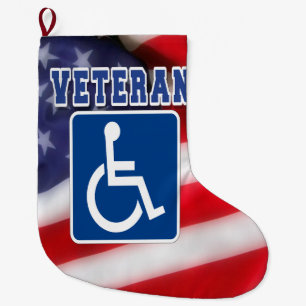 Disabled Handicapped Veteran USA Large Christmas Stocking