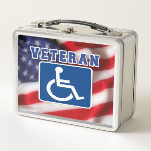 Disabled Handicapped Veteran USA Metal Lunch Box
