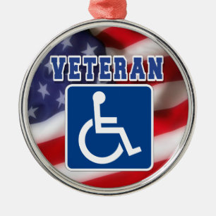 Disabled Handicapped Veteran USA Metal Tree Decoration
