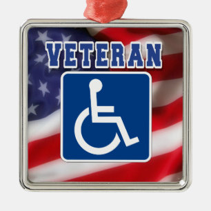 Disabled Handicapped Veteran USA Metal Tree Decoration