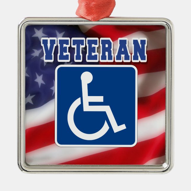 Disabled Handicapped Veteran USA Metal Tree Decoration (Front)