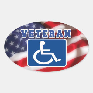 Disabled Handicapped Veteran USA Oval Sticker