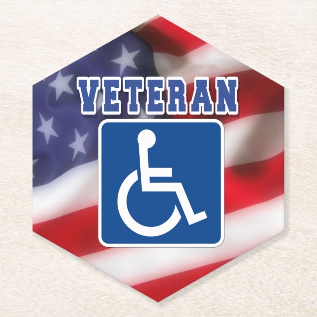 Disabled Handicapped Veteran USA Paper Coaster (Front)