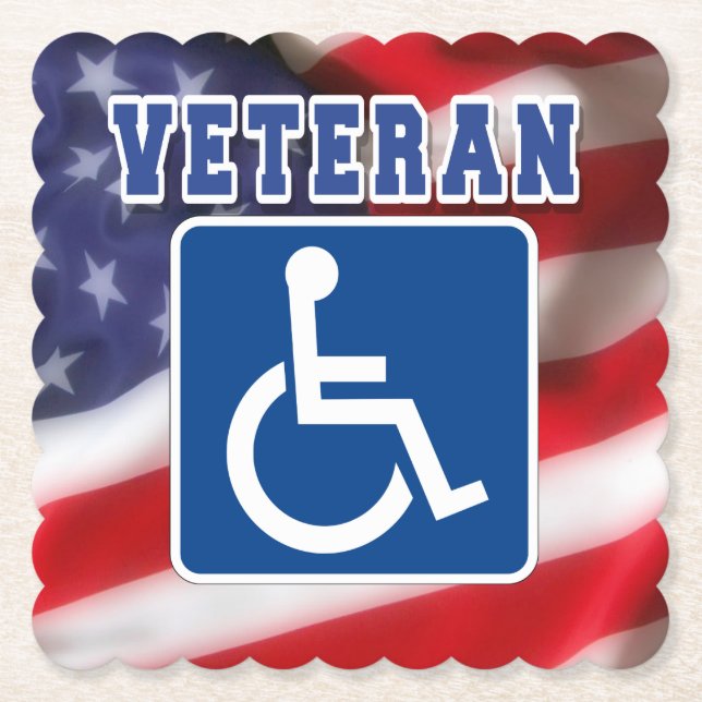 Disabled Handicapped Veteran USA Paper Coaster (Front)