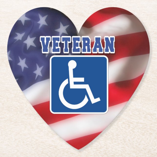 Disabled Handicapped Veteran USA Paper Coaster (Front)
