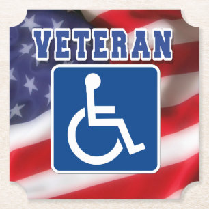 Disabled Handicapped Veteran USA Paper Coaster