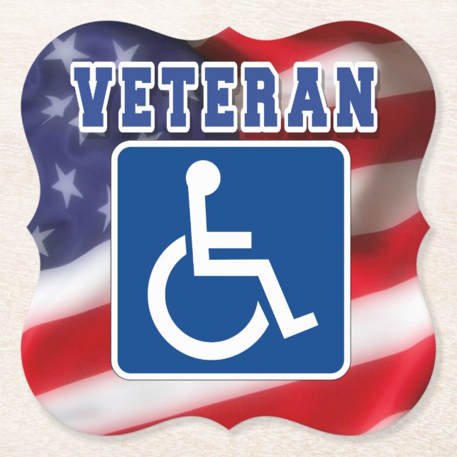 Disabled Handicapped Veteran USA Paper Coaster (Front)