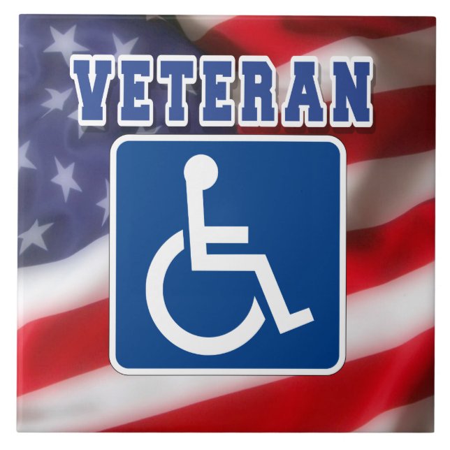 Disabled Handicapped Veteran USA Tile (Front)