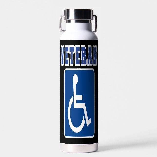 Disabled Handicapped Veteran Water Bottle (Front)