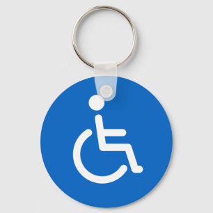 Disabled sign or handicapped symbol blue and white key ring
