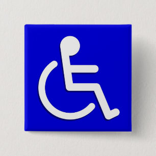 Disabled Signs Square Blue Colours Frame Backgroun 15 Cm Square Badge