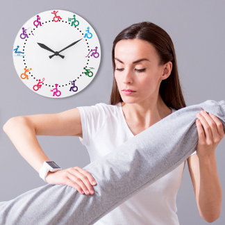 Disabled Stickman Having Fun! Large Clock