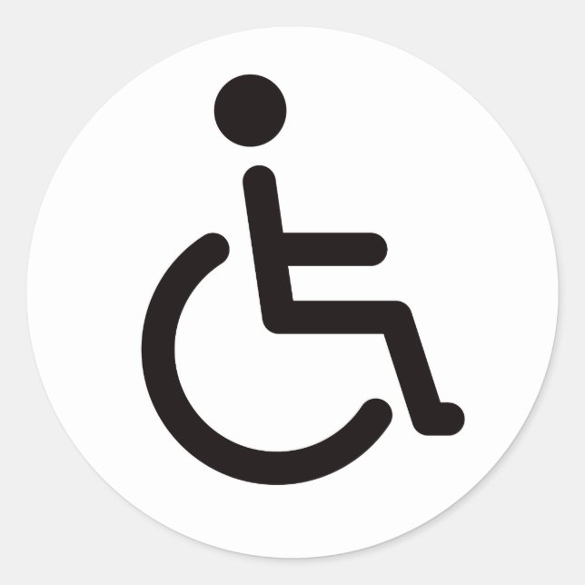 Disabled symbol classic round sticker (Front)