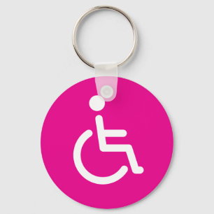 Disabled symbol or pink handicap sign for girls key ring